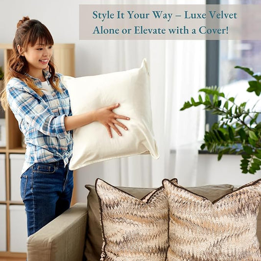 LANE LINEN assorted size Velvet Throw Pillow Inserts – assorted color Down-Alternative Cushions - Home decor with 18x18 - 2pack | Sold by Uncle Wiener's Wholesale