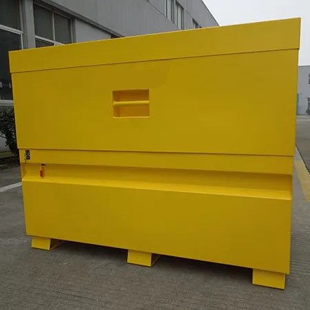Large 47.8 Cu. Ft. Job Site Security Box – Heavy - Duty Locking Tool Storage Chest with Gas Struts & Powder - Coated Finish (60"x30"x46") - with | Sold by Uncle Wiener's Wholesale