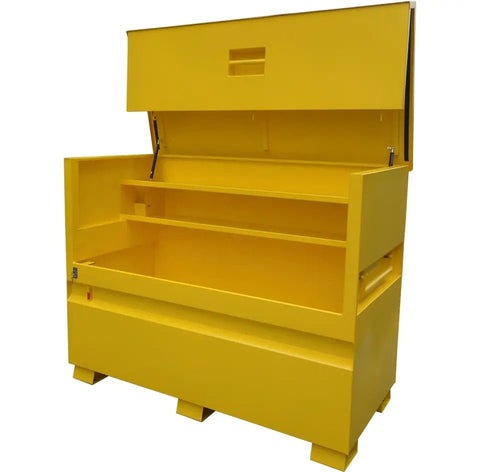 Large 47.8 Cu. Ft. Job Site Security Box – Heavy - Duty Locking Tool Storage Chest with Gas Struts & Powder - Coated Finish (60"x30"x46") - with | Sold by Uncle Wiener's Wholesale