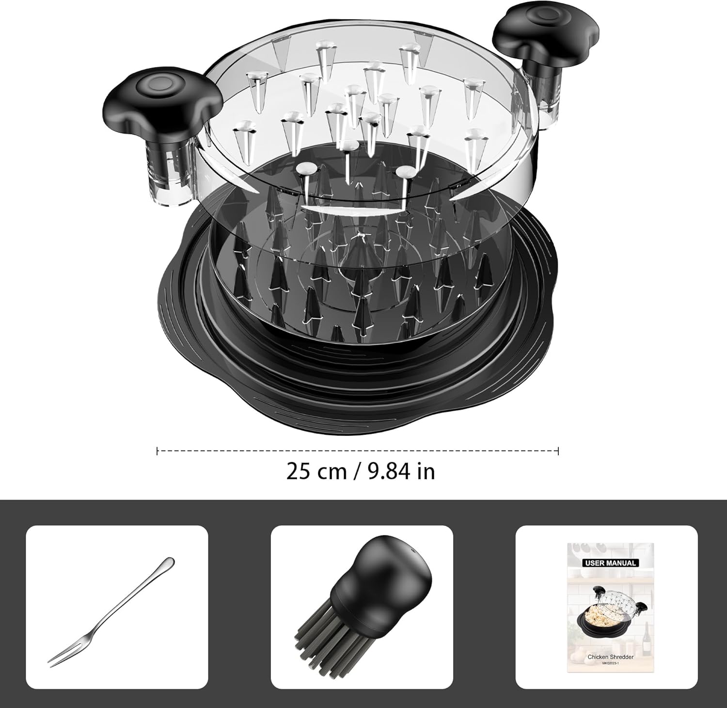 Large Chicken Shredder Tool Twist Manual Meat Shredder for Chicken Breast CS1122 - with | Sold by Uncle Wiener's Wholesale