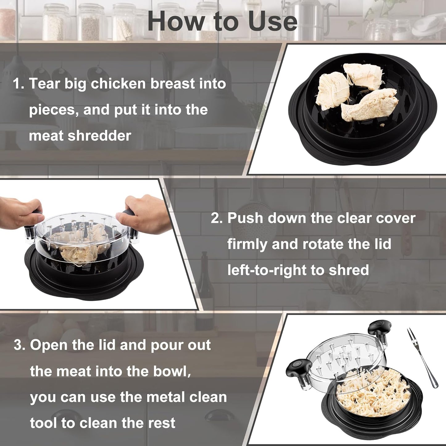Large Chicken Shredder Tool Twist Manual Meat Shredder for Chicken Breast CS1122 - with | Sold by Uncle Wiener's Wholesale