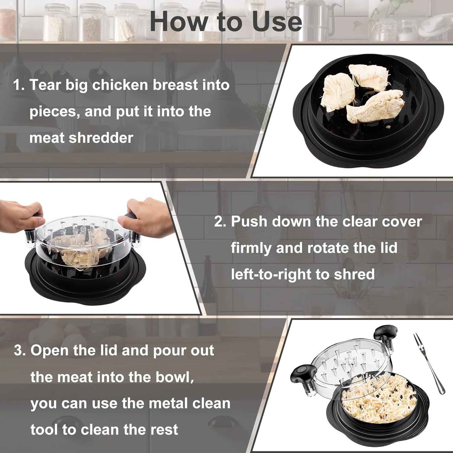 Large Chicken Shredder Tool Twist Manual Meat Shredder for Chicken Breast CS1122 - with | Sold by Uncle Wiener's Wholesale