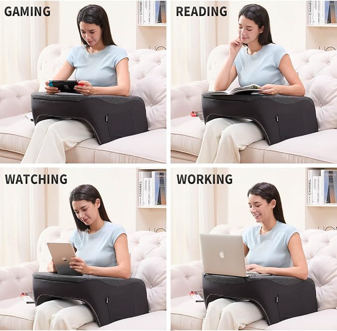 Large Memory Foam Reading Pillow & Laptop Lap Desk – H-Shaped Arm Rest Gaming Pillow with Removable Cover - Home products with | Sold by Uncle Wiener's Wholesale
