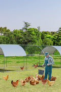 Large Metal Chicken Coop 25 x 9.2 x 6.5ft with Waterproof Cover – Dome Shaped Walk - in Outdoor Poultry Cage – 150630 - with | Sold by Uncle Wiener's Wholesale