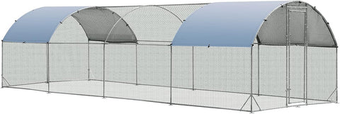 Large Metal Chicken Coop 25 x 9.2 x 6.5ft with Waterproof Cover – Dome Shaped Walk - in Outdoor Poultry Cage – 150630 - with | Sold by Uncle Wiener's Wholesale