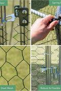 Large Metal Chicken Coop 25 x 9.2 x 6.5ft with Waterproof Cover – Dome Shaped Walk - in Outdoor Poultry Cage – 150630 - with | Sold by Uncle Wiener's Wholesale