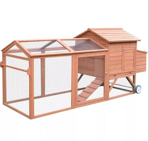 Large Outdoor Wooden Chicken Coop with Wheels TY001 - with | Sold by Uncle Wiener's Wholesale