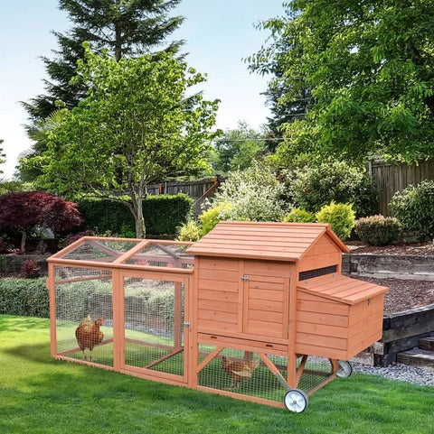 Large Outdoor Wooden Chicken Coop with Wheels TY001 - with | Sold by Uncle Wiener's Wholesale