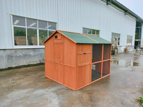 Large Walk - In Chicken Coop – Fir Wood & Wire Mesh with Asphalt Roof 8x6 Ft Outdoor Hen House P0846 - with | Sold by Uncle Wiener's Wholesale