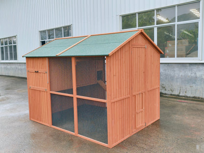 Large Walk - In Chicken Coop – Fir Wood & Wire Mesh with Asphalt Roof 8x6 Ft Outdoor Hen House P0846 - with | Sold by Uncle Wiener's Wholesale