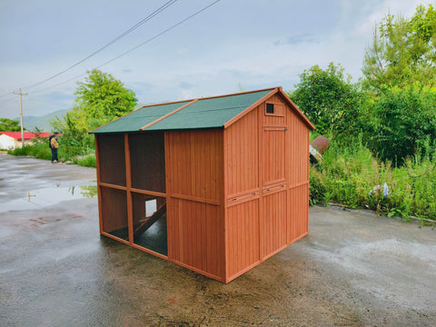 Large Walk - In Chicken Coop – Fir Wood & Wire Mesh with Asphalt Roof 8x6 Ft Outdoor Hen House P0846 - with | Sold by Uncle Wiener's Wholesale