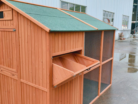 Large Walk - In Chicken Coop – Fir Wood & Wire Mesh with Asphalt Roof 8x6 Ft Outdoor Hen House P0846 - with | Sold by Uncle Wiener's Wholesale