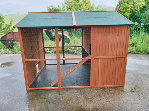 Large Walk - In Chicken Coop – Fir Wood & Wire Mesh with Asphalt Roof 8x6 Ft Outdoor Hen House P0846 - with | Sold by Uncle Wiener's Wholesale
