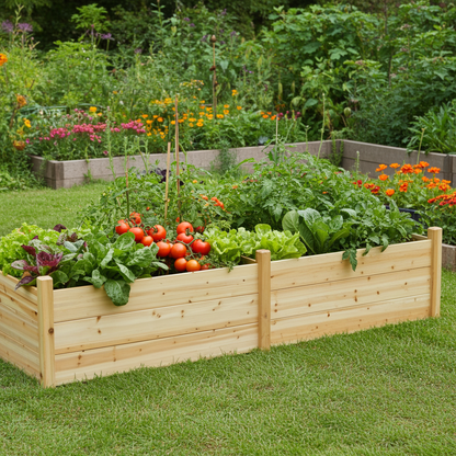 Large Wooden Raised Garden Bed 34" x 95" x 19" – Deep Outdoor Planter Box for Vegetables & Flowers - Garden & Landscaping with | Sold by Uncle Wiener's Wholesale