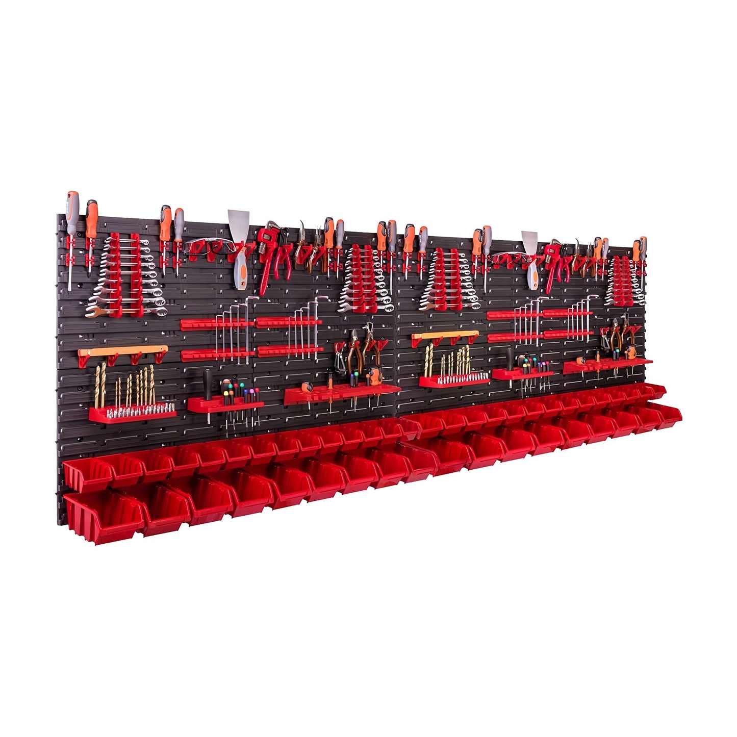 Large Workshop Shelving Organizer – 90.7″ x 30.7″, 134 - Piece Hook, Bin & Tray System PST2317 - with | Sold by Uncle Wiener's Wholesale
