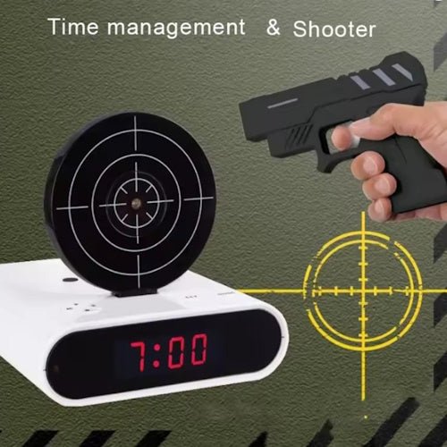 Laser Target Alarm Clock Shooting Game with Toy Laser Gun EPT691704 - with | Sold by Uncle Wiener's Wholesale