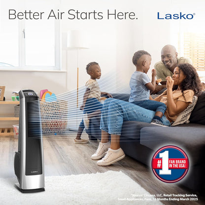 Lasko High Velocity Oscillating Tower Fan for Bedroom, Garage, Basement, and Gym with Remote Control, Timer, 3 Powerful Speeds, 35" Silver/Black, U35115 - with | Sold by Uncle Wiener's Wholesale