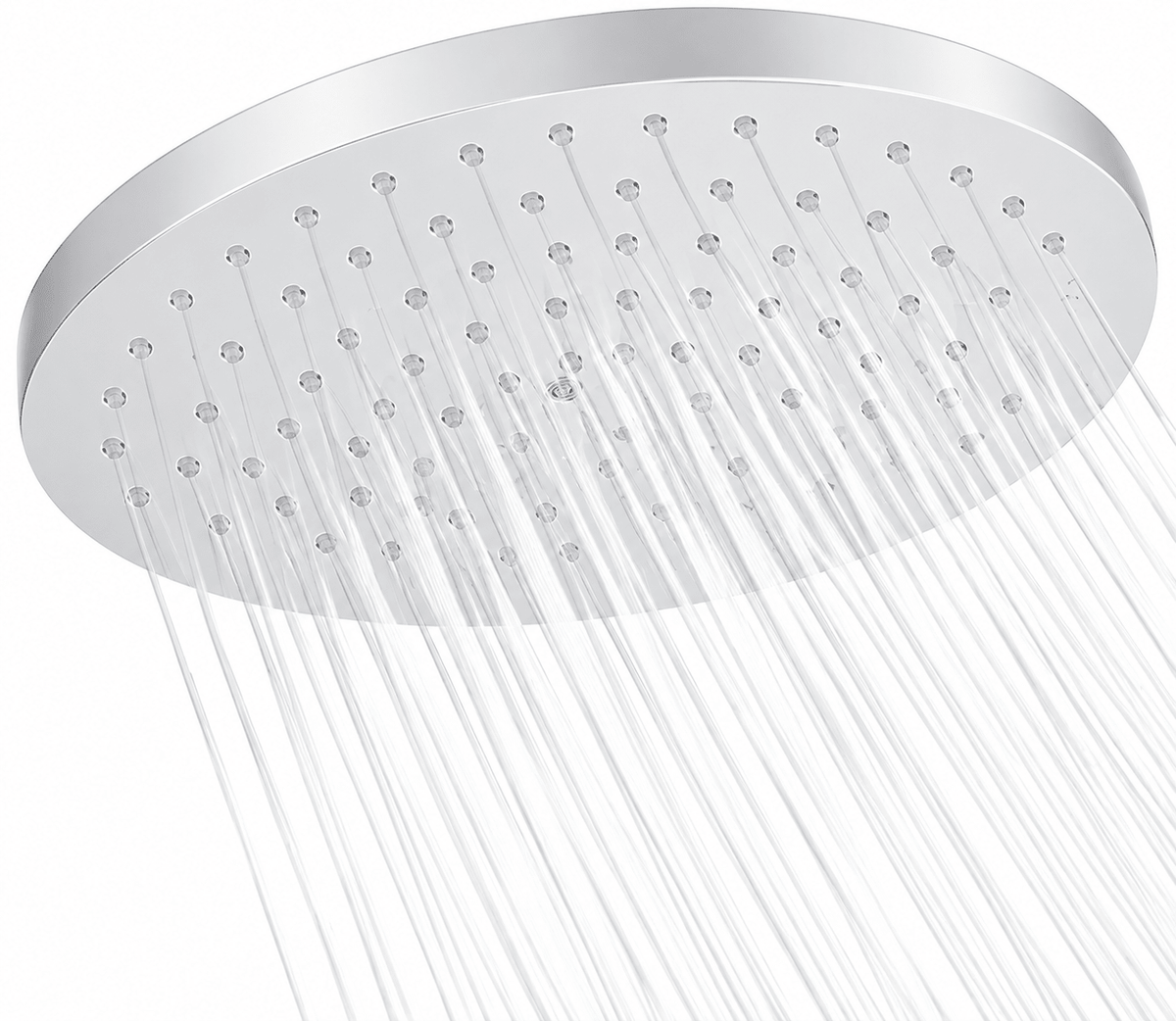 Lavatrum 8-Inch Square Rainfall Shower Head – High Pressure Chrome Showerhead with 360° Adjustable Angle & Anti-Clog Silicone Nozzles - with Round | Sold by Uncle Wiener's Wholesale