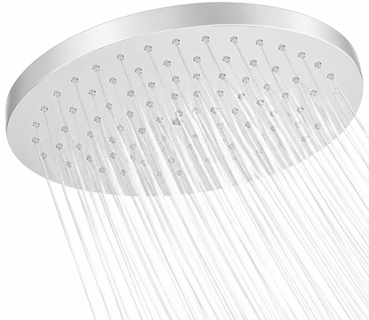 Lavatrum 8-Inch Square Rainfall Shower Head – High Pressure Chrome Showerhead with 360° Adjustable Angle & Anti-Clog Silicone Nozzles - with Round | Sold by Uncle Wiener's Wholesale