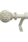 Leaf Ball 86 in. - 128 in. Adjustable Curtain Rod 5/8 in. in Distressed White with Finial - with | Sold by Uncle Wiener's Wholesale