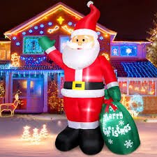 LED Christmas Yard Inflatables – Outdoor Holiday Decoration Blow - Ups - Christmas Inflatable Yard Decorations (LED, Outdoor Use) with 8 FT Inflatable LED Santa Claus | Sold by Uncle Wiener's Wholesale