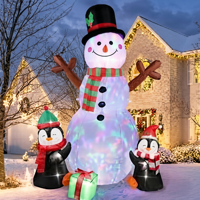 LED Christmas Yard Inflatables – Outdoor Holiday Decoration Blow - Ups - Furniture with 6 FT Inflatable LED Snowman & Penguins | Sold by Uncle Wiener's Wholesale