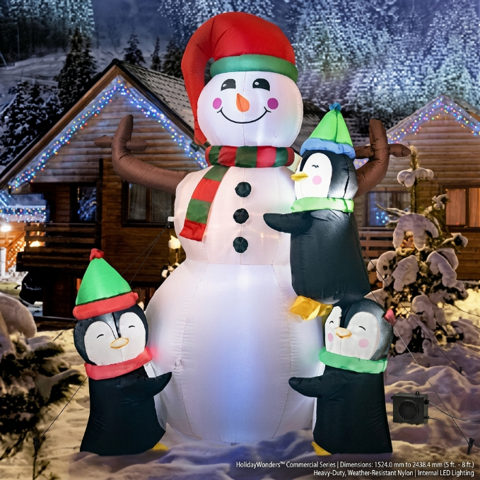 LED Christmas Yard Inflatables – Outdoor Holiday Decoration Blow - Ups - Furniture with 6 FT Inflatable LED Snowman & Penguins | Sold by Uncle Wiener's Wholesale