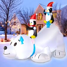 LED Christmas Yard Inflatables – Outdoor Holiday Decoration Blow - Ups - Christmas Inflatable Yard Decorations (LED, Outdoor Use) with 6.5 FT Inflatable Penguin & Polar Bear | Sold by Uncle Wiener's Wholesale