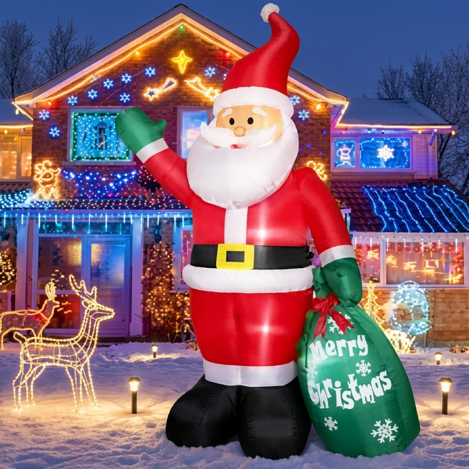 LED Christmas Yard Inflatables – Outdoor Holiday Decoration Blow - Ups - Furniture with 8 FT Inflatable LED Santa Claus | Sold by Uncle Wiener's Wholesale