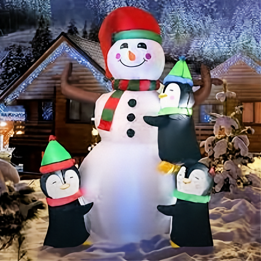 LED Christmas Yard Inflatables – Outdoor Holiday Decoration Blow - Ups - Furniture with 6 FT Inflatable LED Snowman with Thermometer | Sold by Uncle Wiener's Wholesale