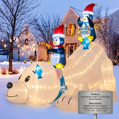 LED Christmas Yard Inflatables – Outdoor Holiday Decoration Blow - Ups - Furniture with 6.5 FT Inflatable Penguin & Polar Bear | Sold by Uncle Wiener's Wholesale