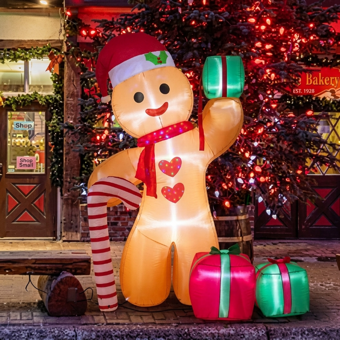 LED Christmas Yard Inflatables – Outdoor Holiday Decoration Blow - Ups - Furniture with 8 FT Inflatable Gingerbread Man with LED Lights | Sold by Uncle Wiener's Wholesale