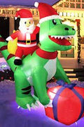 LED Christmas Yard Inflatables – Outdoor Holiday Decoration Blow - Ups - Christmas Inflatable Yard Decorations (LED, Outdoor Use) with 5 FT Inflatable Christmas Raptor Dinosaur | Sold by Uncle Wiener's Wholesale