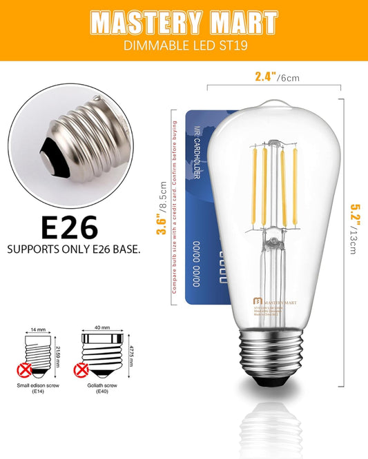 LED Edison Bulbs 10 - Pack – ST19/ST58 5.5W 2700K E26 Filament Bulbs – JXED10 - with | Sold by Uncle Wiener's Wholesale