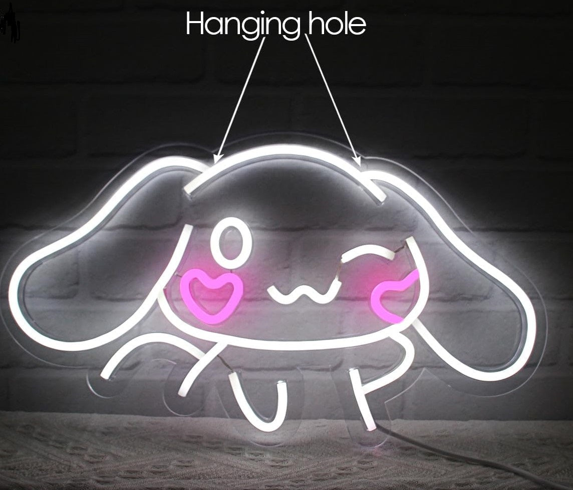 LED Neon Gaming Wall Light Signs – Mario, Hello Kitty, Kirby, Arcade & Gamer Controller Room Decor - General Equipment with Cinnamoroll Puppy LED Neon Sign 44×24cm (17
