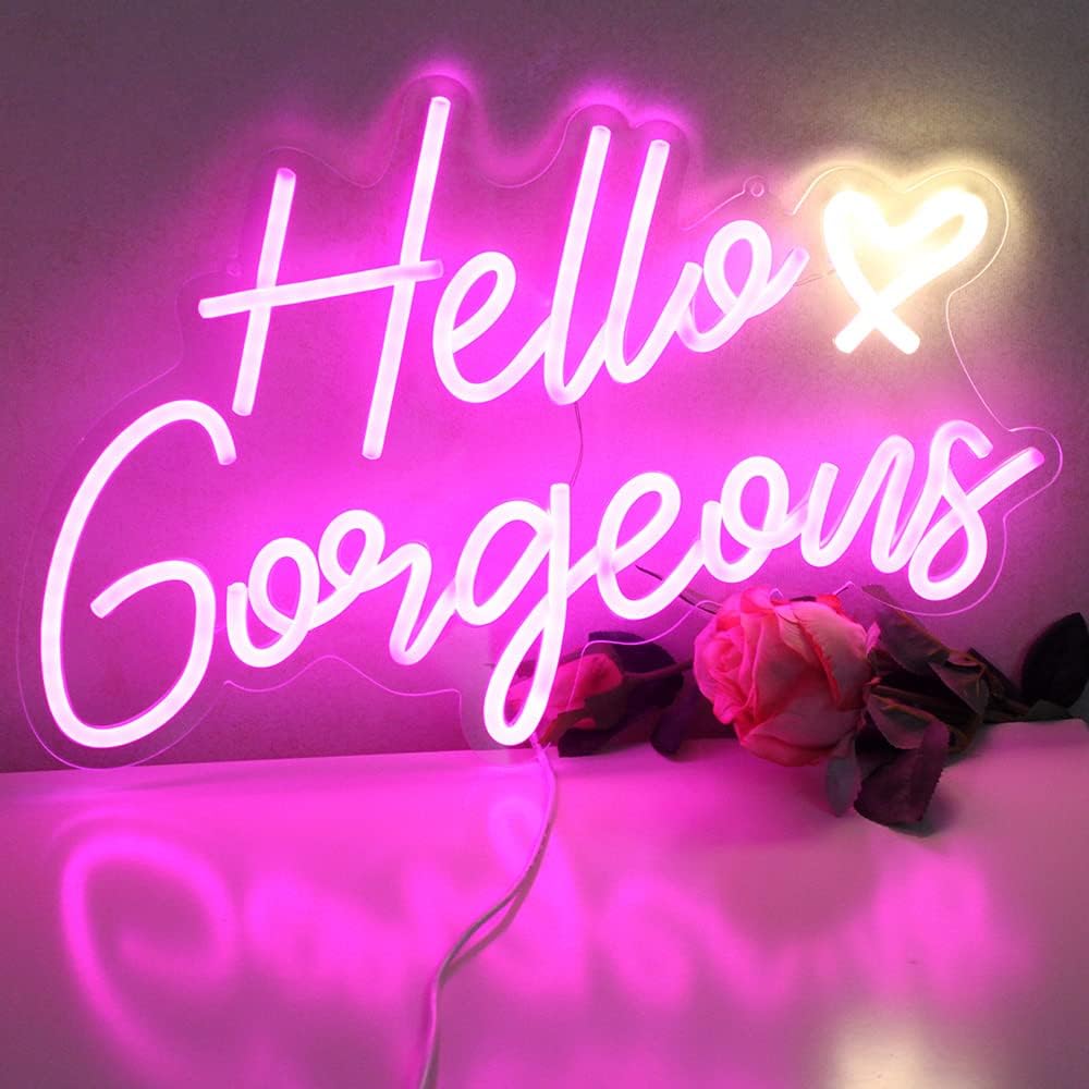 LED Neon Gaming Wall Light Signs – Mario, Hello Kitty, Kirby, Arcade & Gamer Controller Room Decor - General Equipment with Hello Gorgeous LED Neon Sign ~38cm (~15″) | Sold by Uncle Wiener's Wholesale