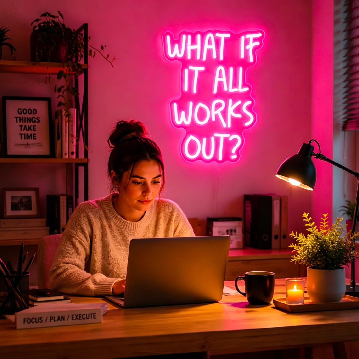 LED Neon Gaming Wall Light Signs – Mario, Hello Kitty, Kirby, Arcade & Gamer Controller Room Decor - General Equipment with What If It All Works Out LED Neon Sign 31.2×42.5cm (12.3″×16.7″) | Sold by Uncle Wiener's Wholesale