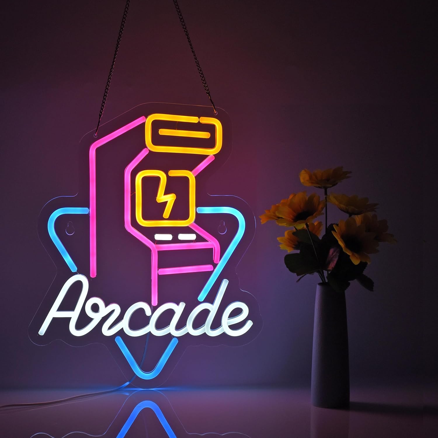LED Neon Gaming Wall Light Signs – Mario, Hello Kitty, Kirby, Arcade & Gamer Controller Room Decor - General Equipment with Arcade Machine LED Neon Sign 40.5x33cm (15.9