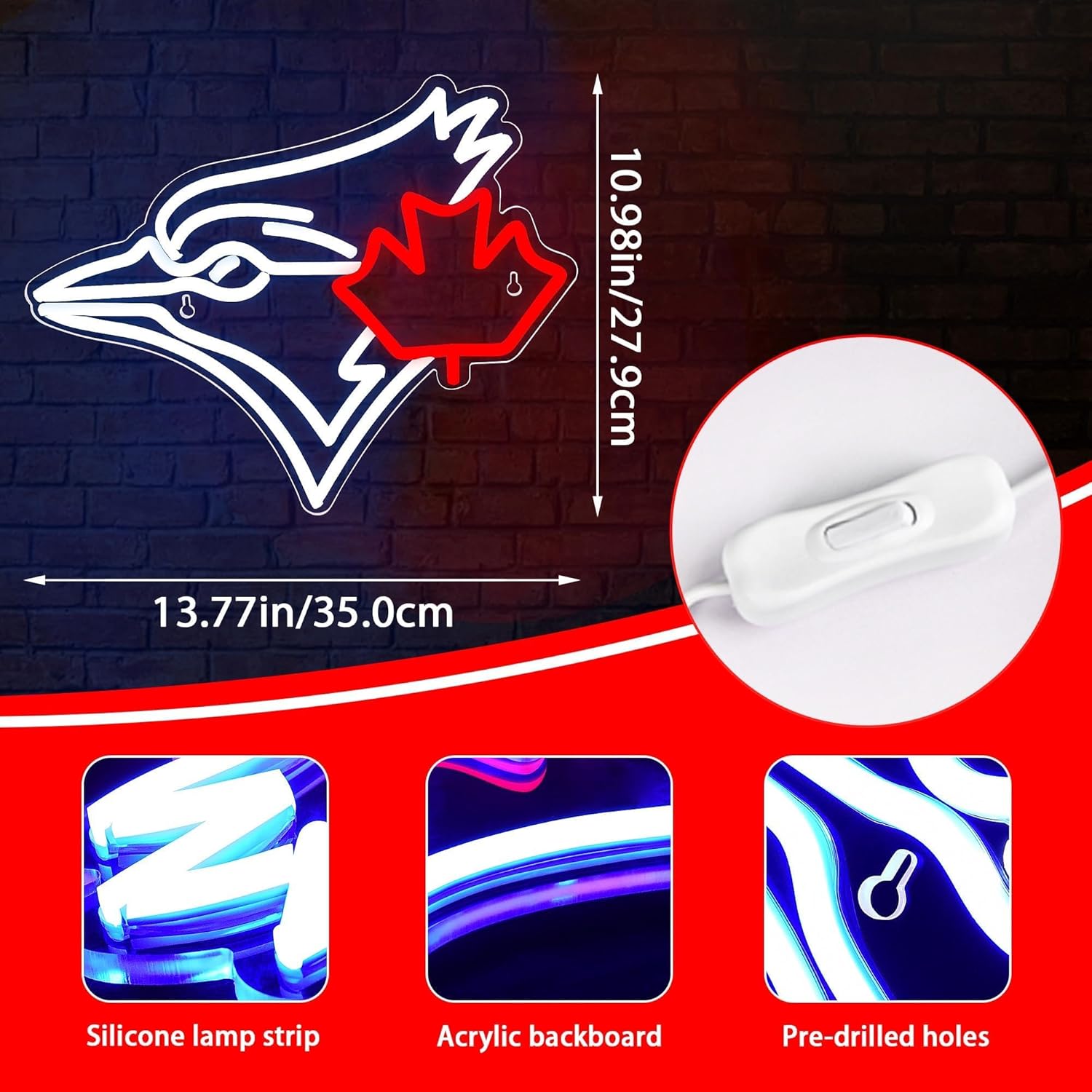 LED Neon Gaming Wall Light Signs – Mario, Hello Kitty, Kirby, Arcade & Gamer Controller Room Decor - General Equipment with Montreal Canadiens LED Neon Sign 40x27.6cm (15.7
