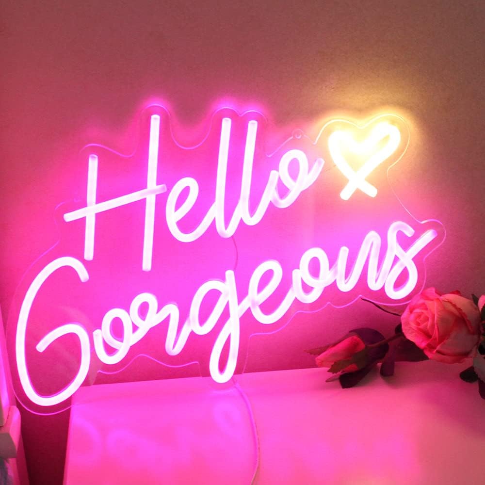 LED Neon Gaming Wall Light Signs – Mario, Hello Kitty, Kirby, Arcade & Gamer Controller Room Decor - General Equipment with Hello Gorgeous LED Neon Sign ~38cm (~15″) | Sold by Uncle Wiener's Wholesale