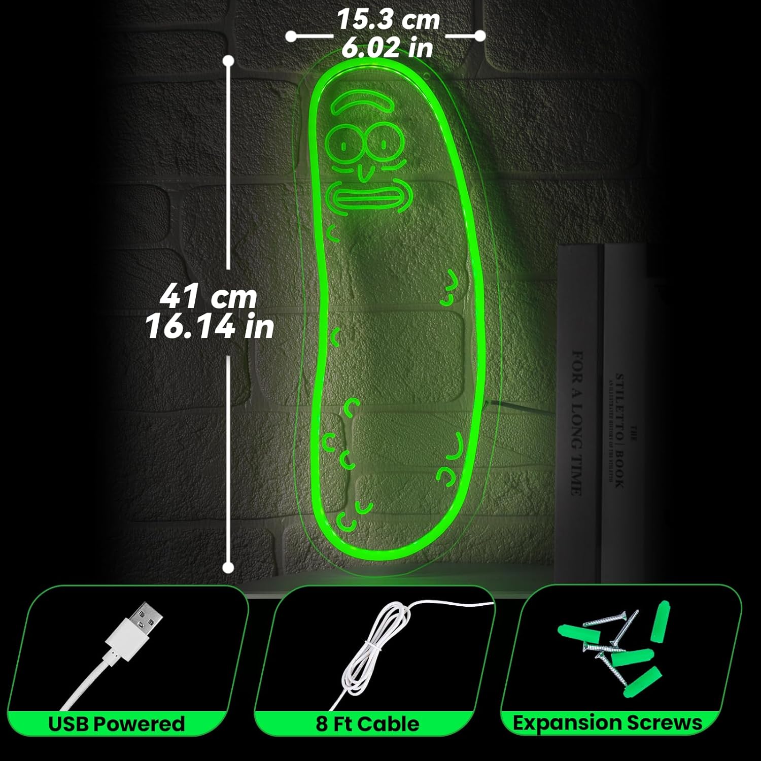 LED Neon Gaming Wall Light Signs – Mario, Hello Kitty, Kirby, Arcade & Gamer Controller Room Decor - General Equipment with Pickle LED Neon Sign 15.3×41cm (6″×16.1″) | Sold by Uncle Wiener's Wholesale