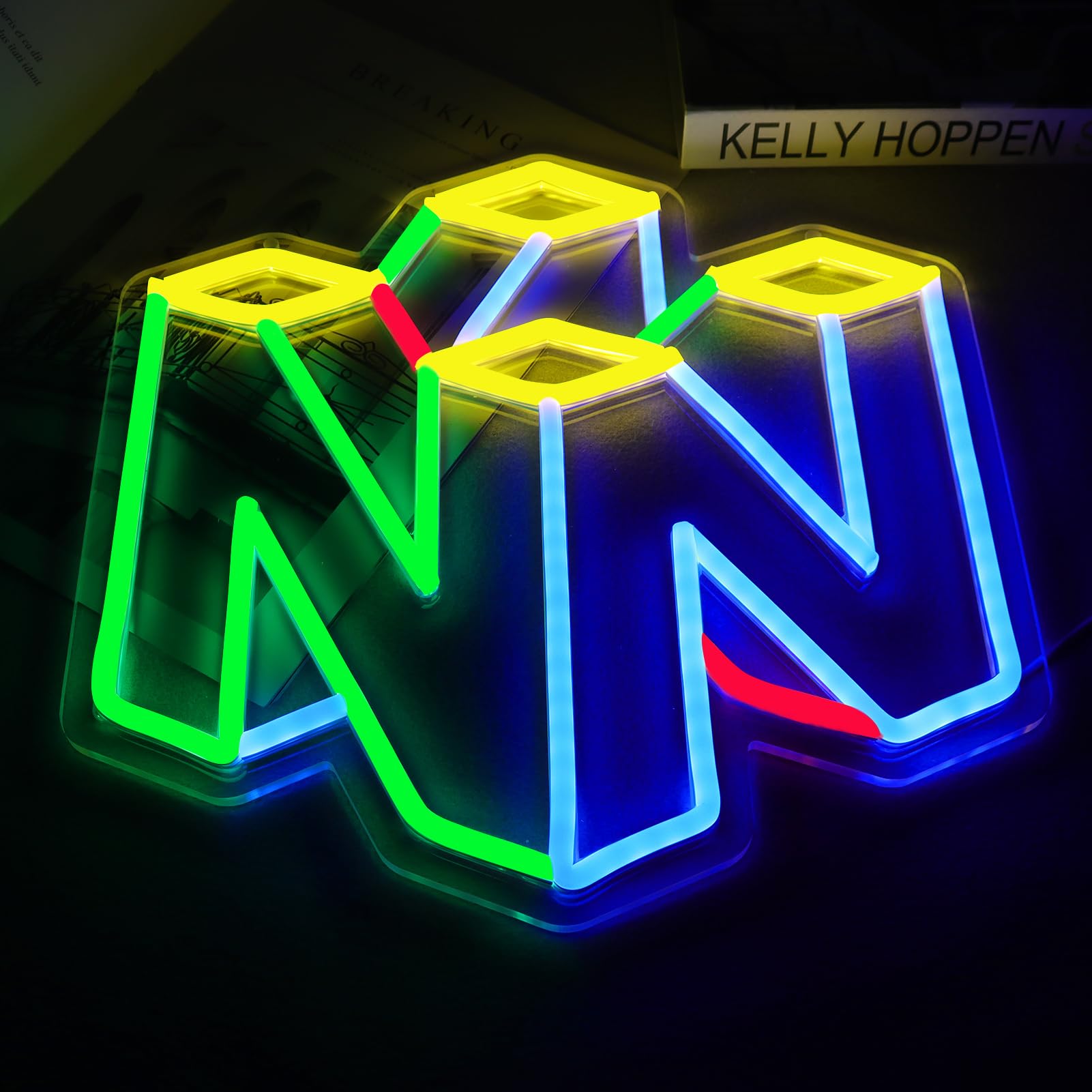 LED Neon Gaming Wall Light Signs – Mario, Hello Kitty, Kirby, Arcade & Gamer Controller Room Decor - General Equipment with N64 Logo LED Neon Sign 28.5x28.5cm (11.2