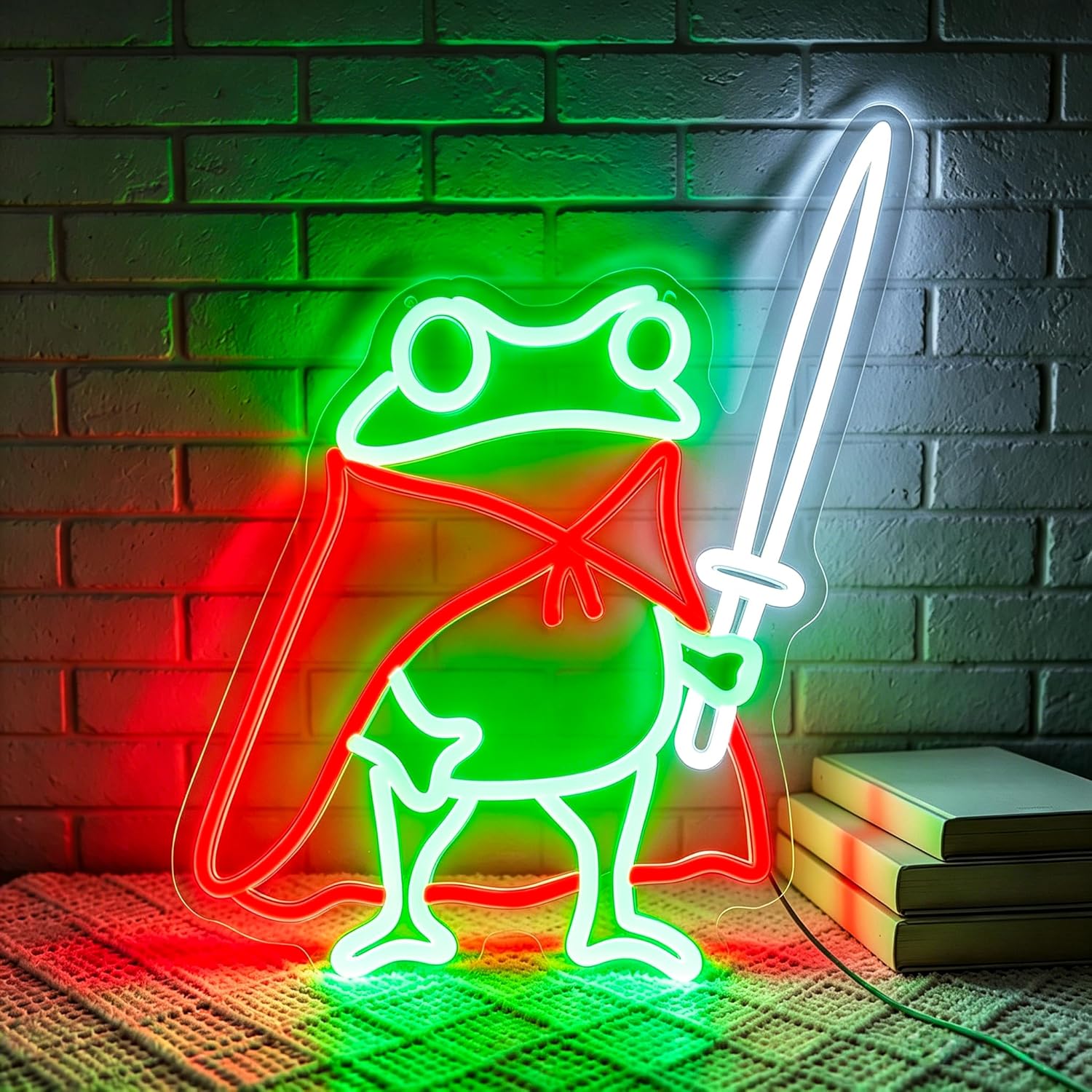 LED Neon Gaming Wall Light Signs – Mario, Hello Kitty, Kirby, Arcade & Gamer Controller Room Decor - General Equipment with Frog Knight LED Neon Sign 33×40.3cm (13″×15.9″) | Sold by Uncle Wiener's Wholesale