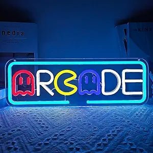 LED Neon Gaming Wall Light Signs – Mario, Hello Kitty, Kirby, Arcade & Gamer Controller Room Decor - General Equipment with Retro Arcade LED Neon Sign 42.5×15cm (17