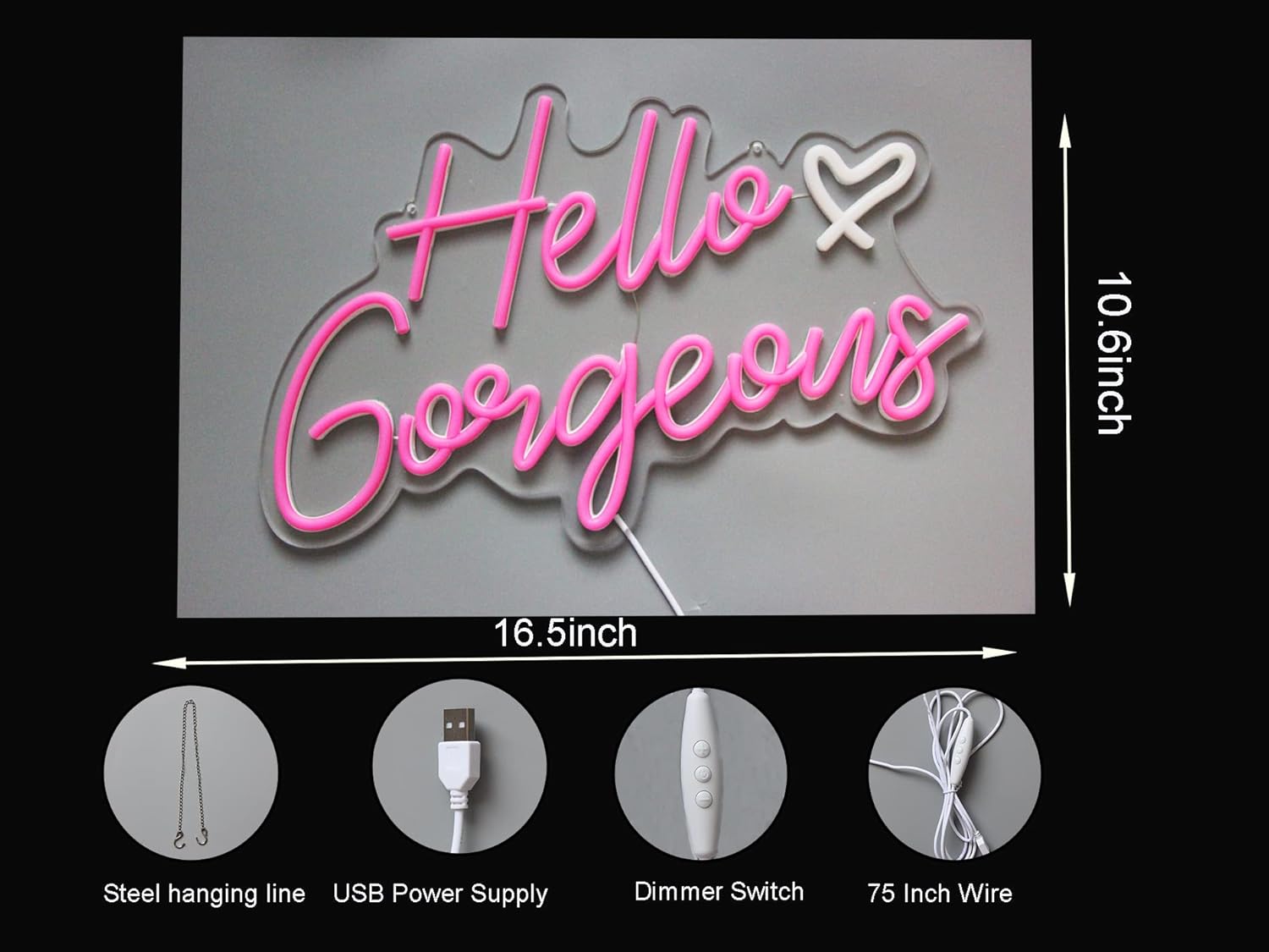 LED Neon Gaming Wall Light Signs – Mario, Hello Kitty, Kirby, Arcade & Gamer Controller Room Decor - General Equipment with Hello Gorgeous LED Neon Sign ~38cm (~15″) | Sold by Uncle Wiener's Wholesale