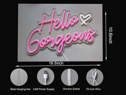 LED Neon Gaming Wall Light Signs – Mario, Hello Kitty, Kirby, Arcade & Gamer Controller Room Decor - General Equipment with Hello Gorgeous LED Neon Sign ~38cm (~15″) | Sold by Uncle Wiener's Wholesale