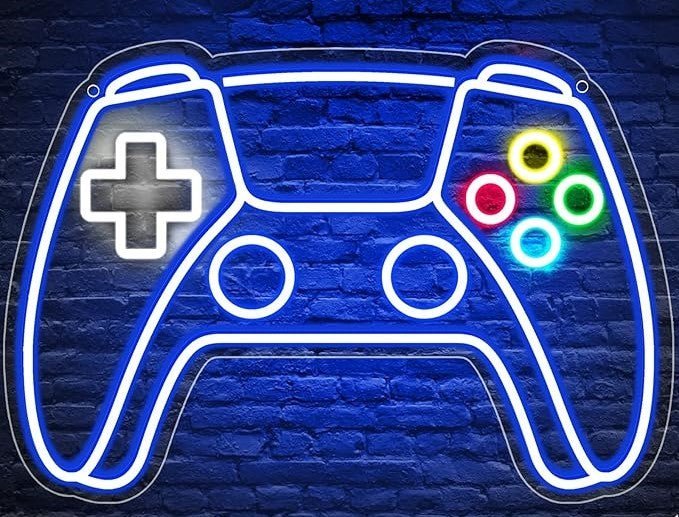 LED Neon Gaming Wall Light Signs – Mario, Hello Kitty, Kirby, Arcade & Gamer Controller Room Decor - General Equipment with Gamer Controller LED Neon Sign 41×28.5cm (16