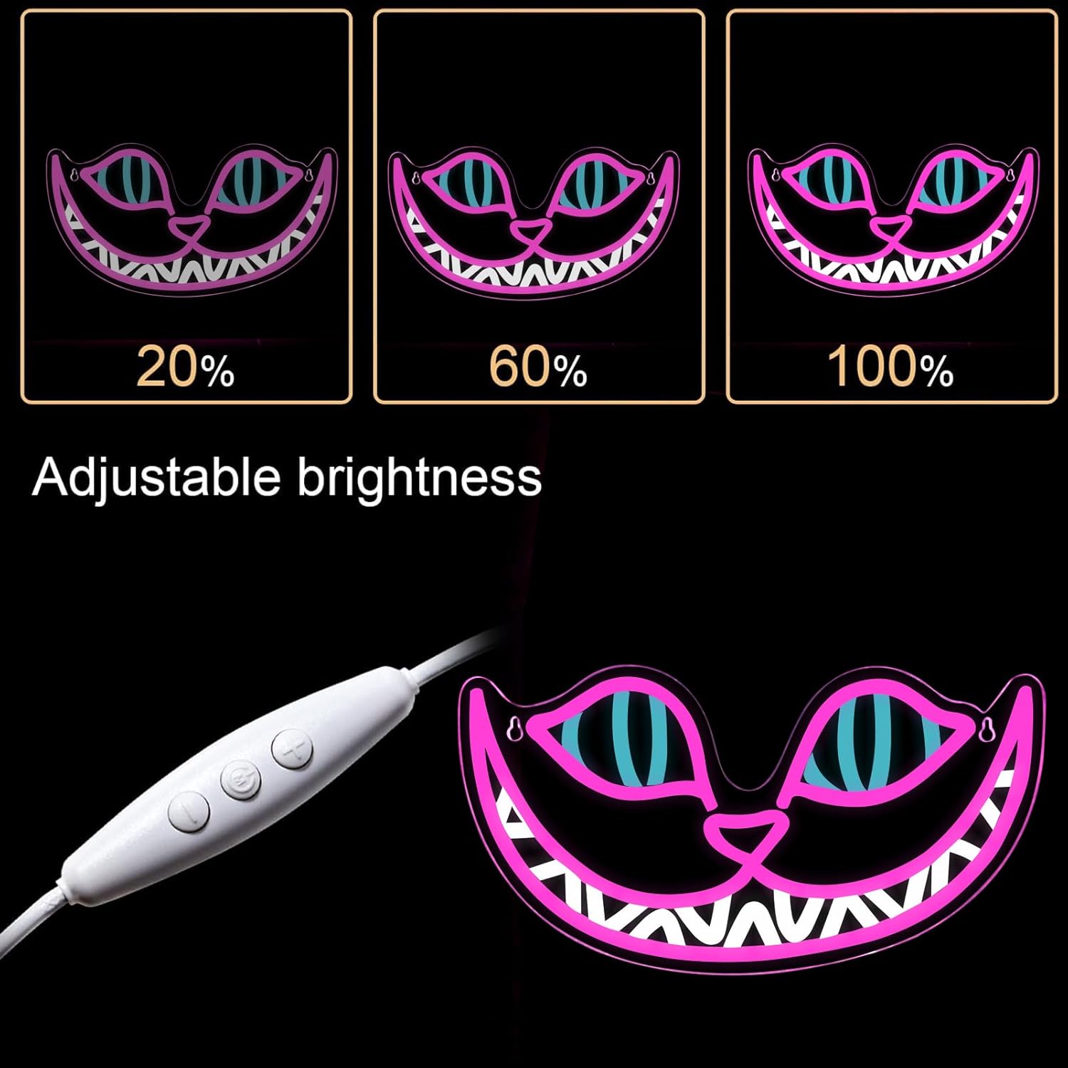 LED Neon Gaming Wall Light Signs – Mario, Hello Kitty, Kirby, Arcade & Gamer Controller Room Decor - General Equipment with Cheshire Cat Smile LED Neon Sign 43.2×23cm (17″×9.1″) | Sold by Uncle Wiener's Wholesale