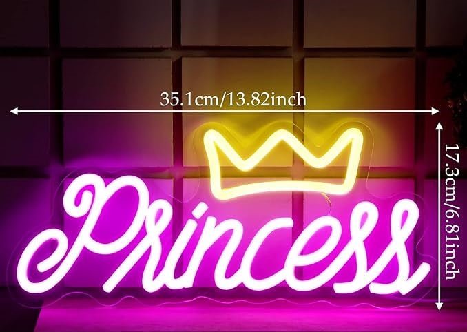 LED Neon Gaming Wall Light Signs – Mario, Hello Kitty, Kirby, Arcade & Gamer Controller Room Decor - General Equipment with Princess Crown LED Neon Sign 35.1×17.3cm (14