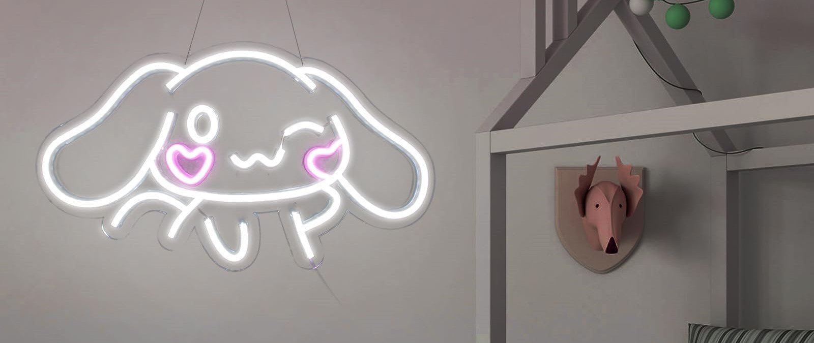 LED Neon Gaming Wall Light Signs – Mario, Hello Kitty, Kirby, Arcade & Gamer Controller Room Decor - General Equipment with Cinnamoroll Puppy LED Neon Sign 44×24cm (17